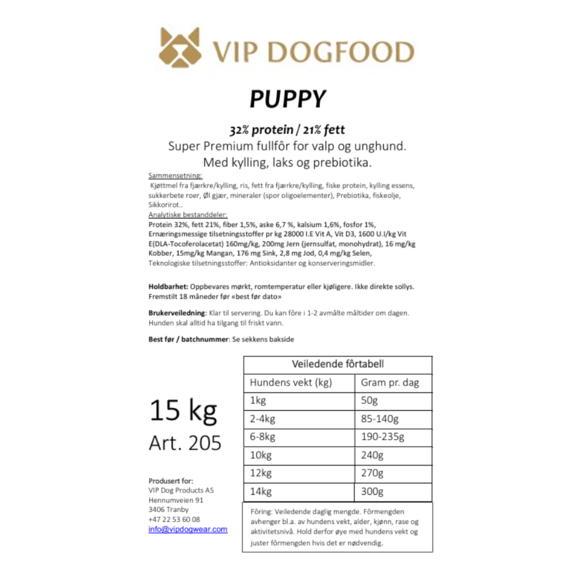 Bilde av VIP Dogwear Puppy 15 kg 